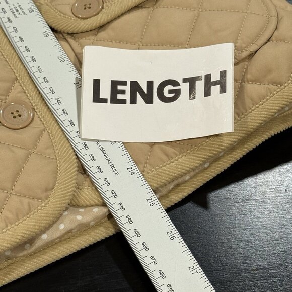 Kids Gap Quilted Jacket Youth Girls XL Corduroy Collar Tan Preppy Equestrian - Picture 10 of 10